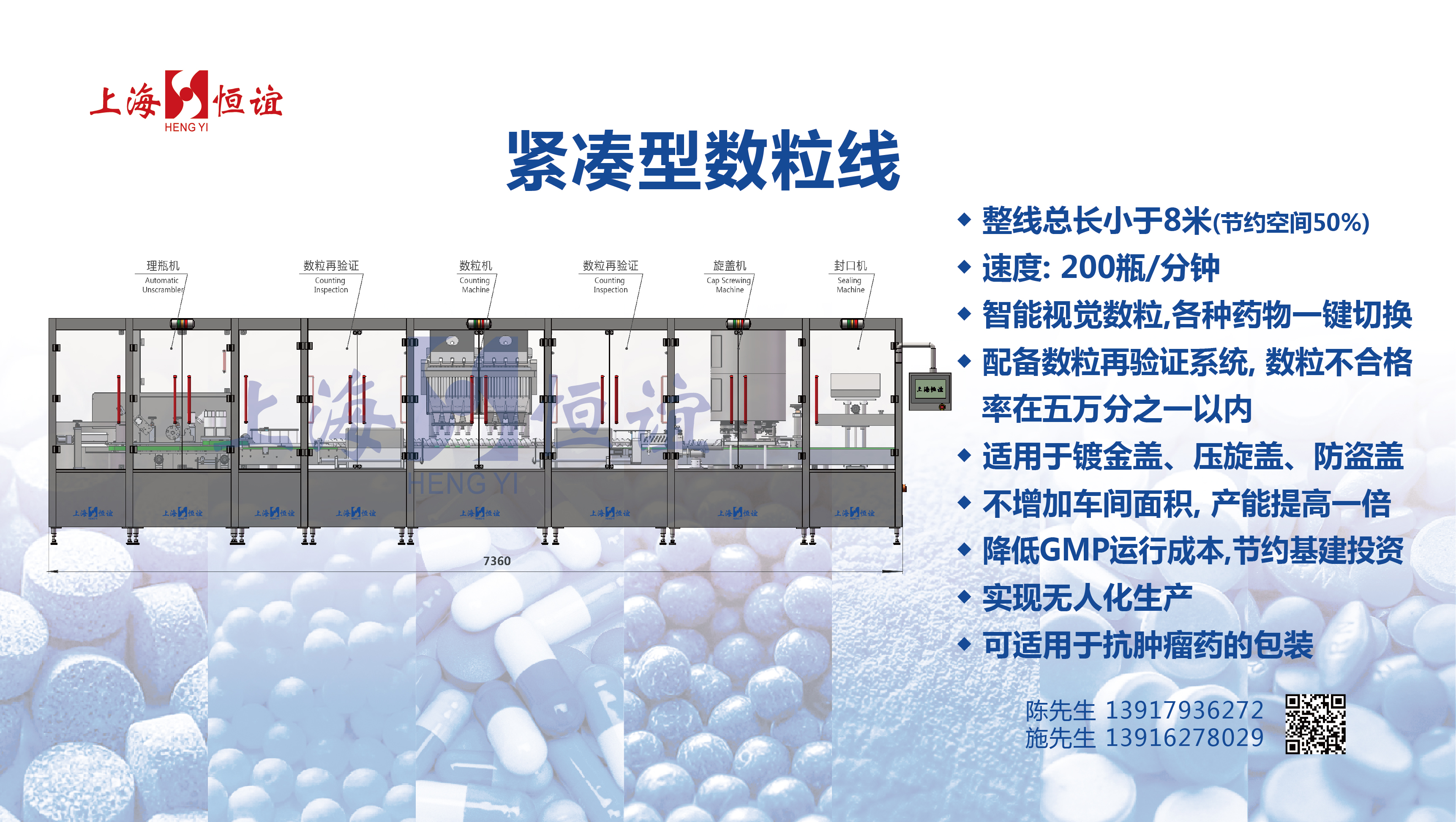 新品發(fā)布|上海恒誼200瓶/分鐘緊湊型數(shù)粒線(xiàn)重磅亮相第65屆CIPM藥機(jī)展